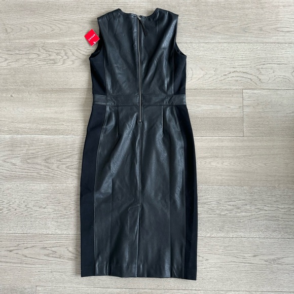NWT SPANX Leather Like Combo Fitted Dress - Picture 4 of 9